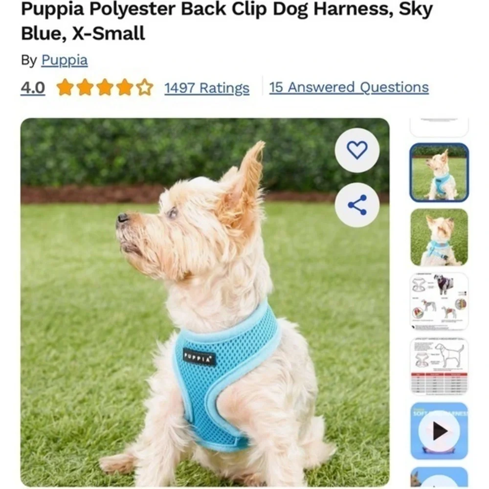 NWT Puppia Sky Blue Harness Size XS